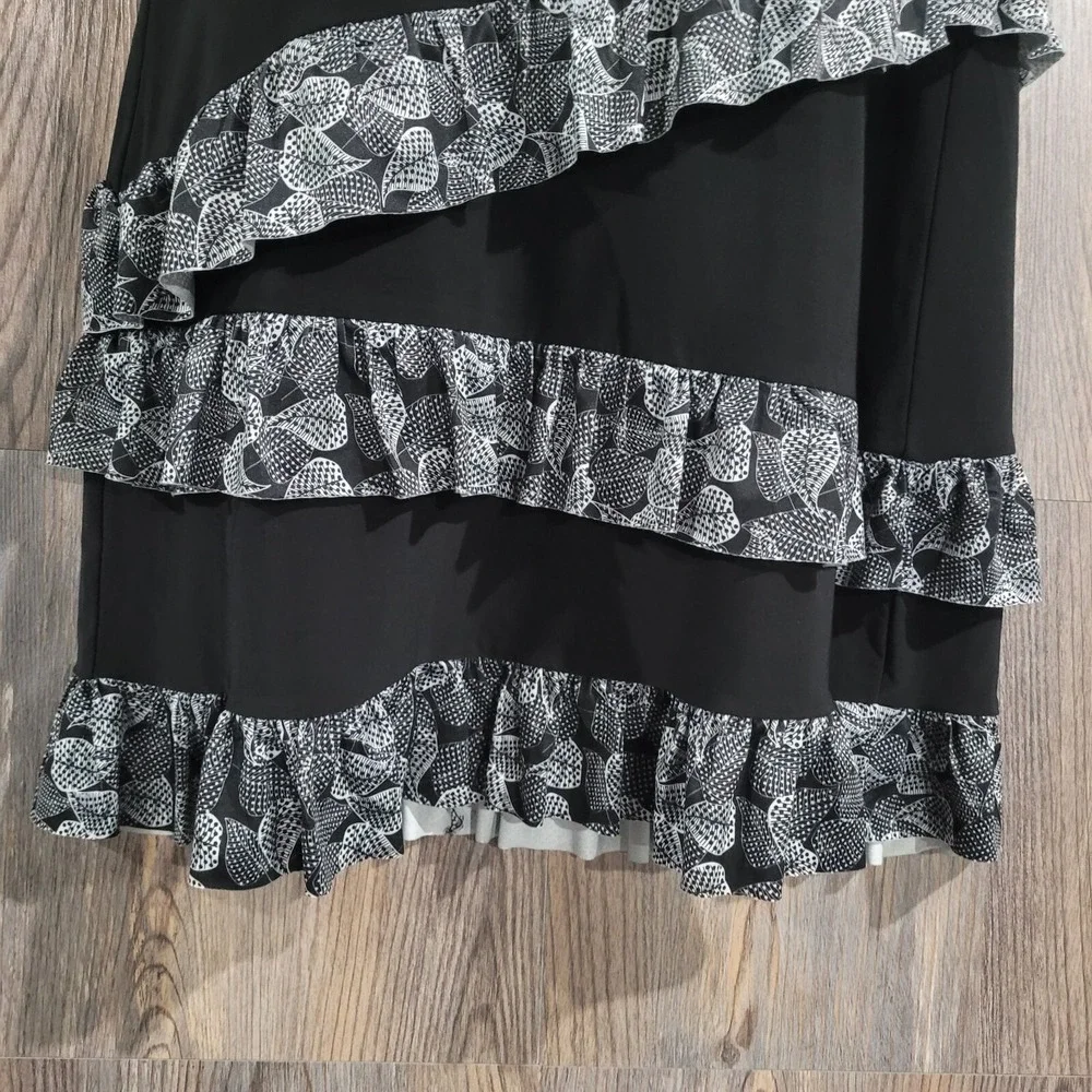 Tango Mango Ruffle Dress Size M Black Sleeveless Stretch Flowy Dancing Resort - Picture 6 of 10